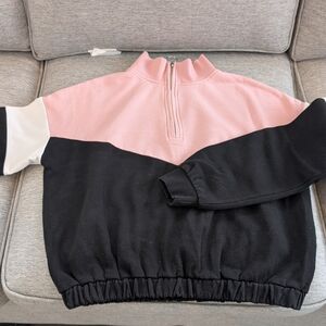 H&M Pink and Black Colorblock Turtleneck Sweater